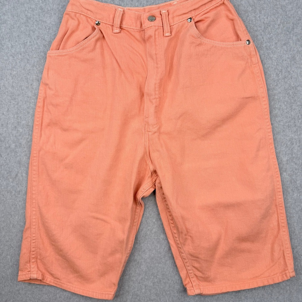 Vintage Wrangler Blue Bell Peach Coral Denim Shorts High Waist Made in USA 16